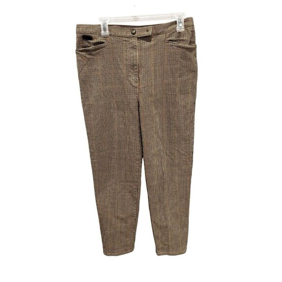 Vintage Lauren Ralph Lauren Women's 14 Pants Houndstooth Print Tan/Brown Pants